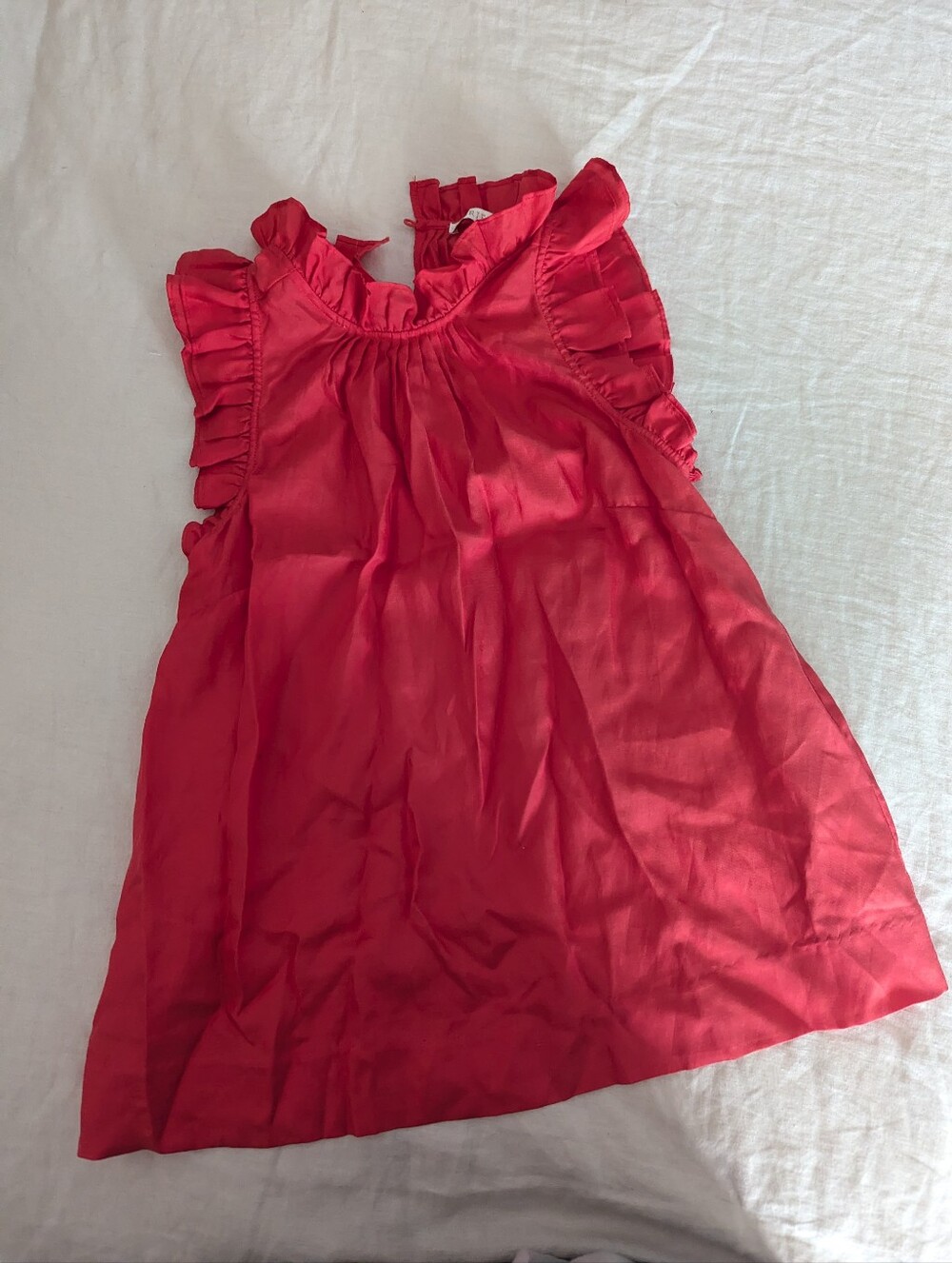 Marie Oliver Silk Cotton Blend Coral Ruffle Neck Sleeveless Blouse Top XS - Picture 2 of 5